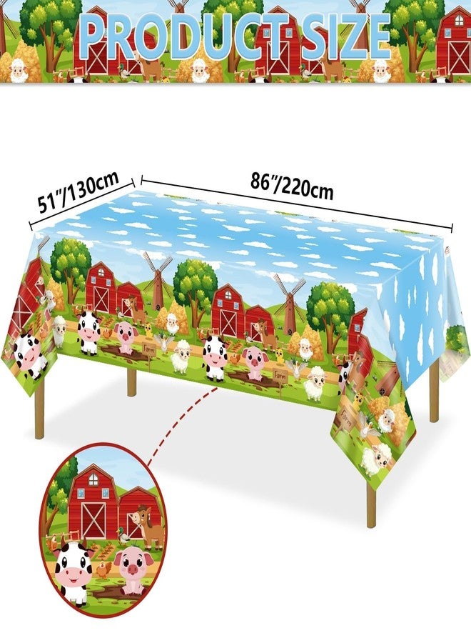 مفارش طاولة من APUXXJUPA، 4 قطع، بتصميم حيوانات المزرعة، مقاس 51 × 86 بوصة، مفارش طاولة بتصميم حيوانات المزرعة، مثالية للأطفال، نزهات، حفلات أعياد الميلاد، وحفلات استقبال المولود الجديد. - Image 2